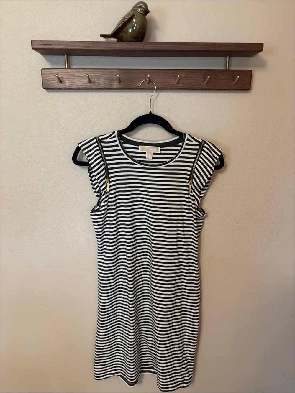 MICHAEL Michael Kors Black and White Striped Mini Dress